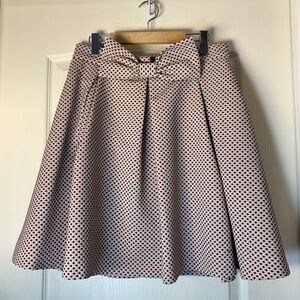 Tristan Canada Pink Cream Polka Dot Bow Belt Skirt Size 10 Feminine Vintage